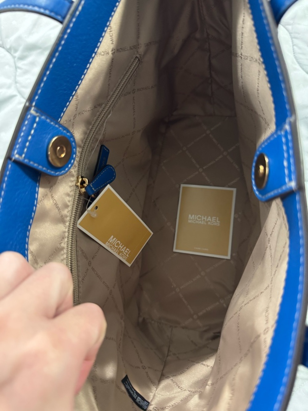 NWT Michael Kors Bedford Medium Pocket Tote Bag - River Blue Leather - Picture 6 of 7